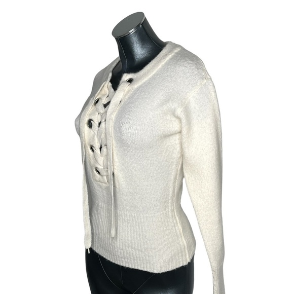 GUESS Alena Lace-up Pullover White Sweater Top Women's Size XS - Picture 5 of 16